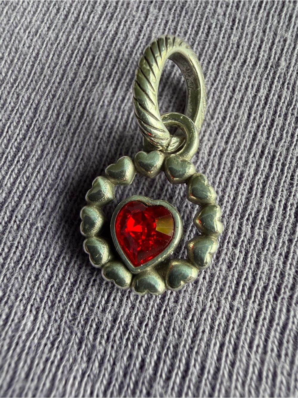 Brighton Silver Heart Charm with Red Heart Crystal